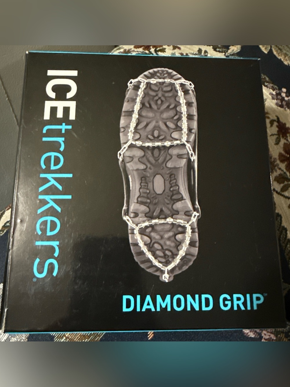Diamond Grip Ice Traction Cleats - Black with Silver Chains